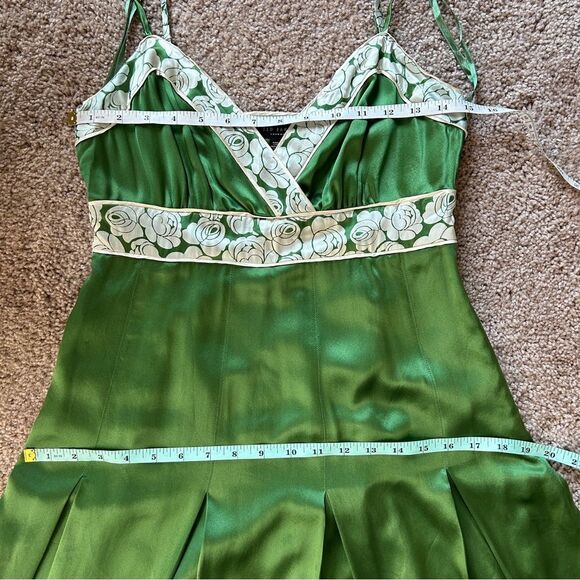 Ted Baker London Green White Floral Babydoll Libbie Silk Slip Dress Size 2 - Picture 9 of 11